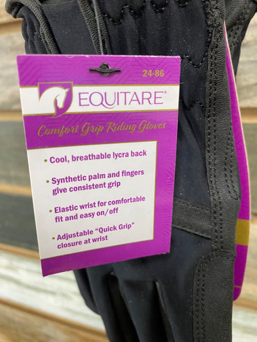 USED Equitare Ladies Riding Gloves Medium Black
