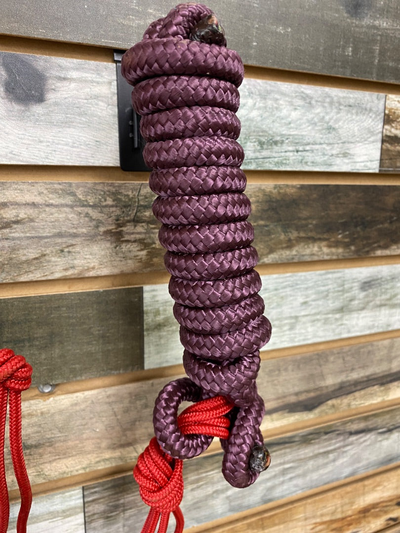 USED  Rope Halter With Lead  Red