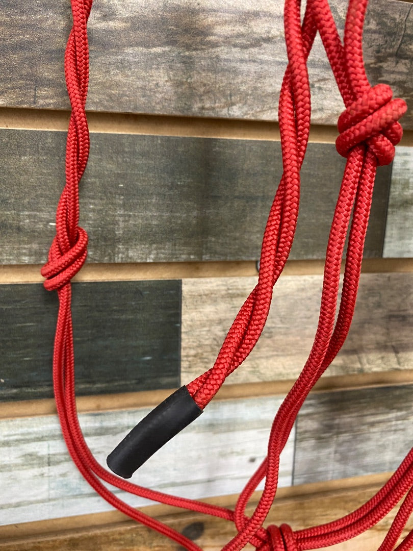 USED  Rope Halter With Lead  Red