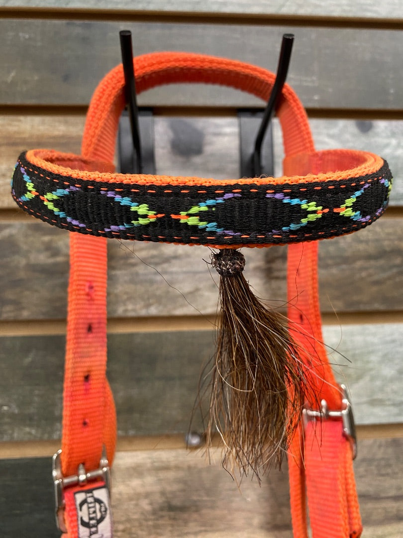 USED Triplee Nylon Headstall With Bit  Orange