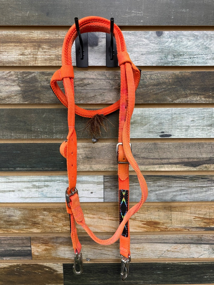 USED Triplee Nylon Headstall With Bit  Orange