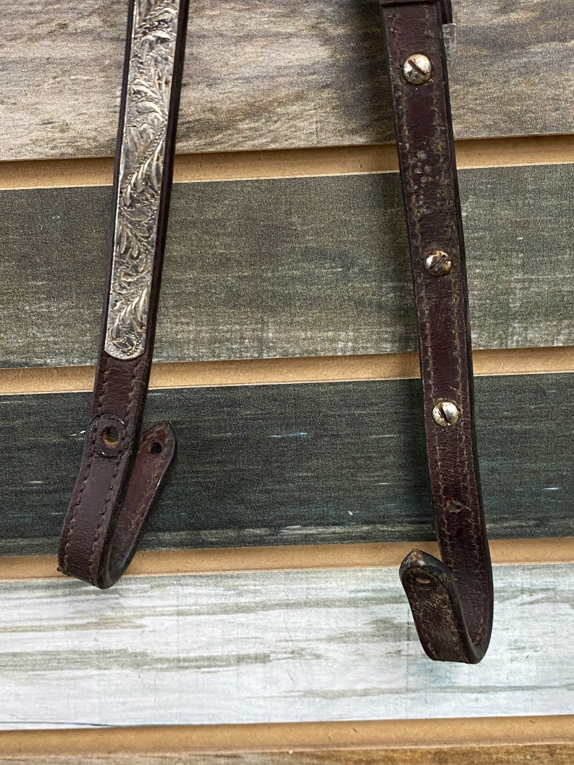 USED  Two Ear Headstall With Silver  Dark Oil