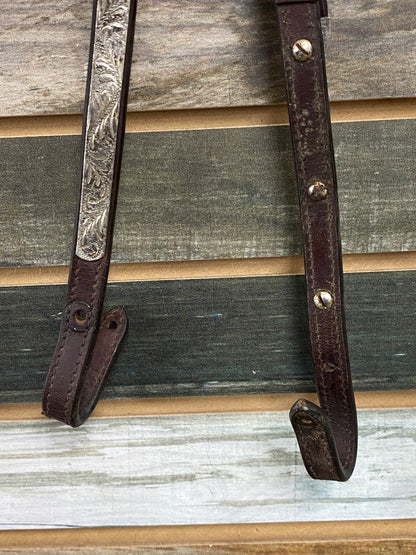 USED  Two Ear Headstall With Silver  Dark Oil
