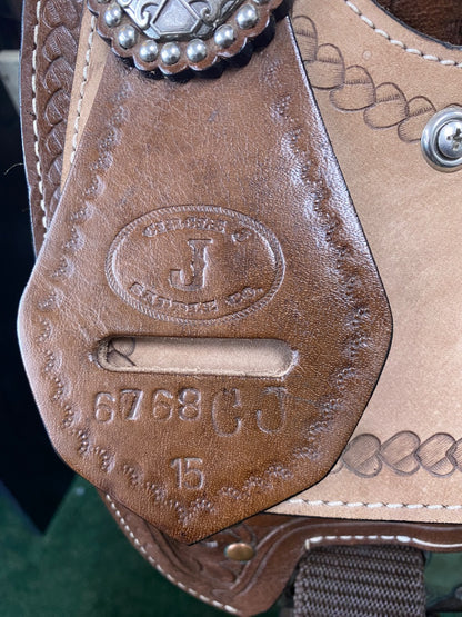 USED Circle J Barrel Saddle 15” Med Oil