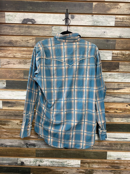 USED Wrangler Western Tops Large Turquoise/Tan Plaid