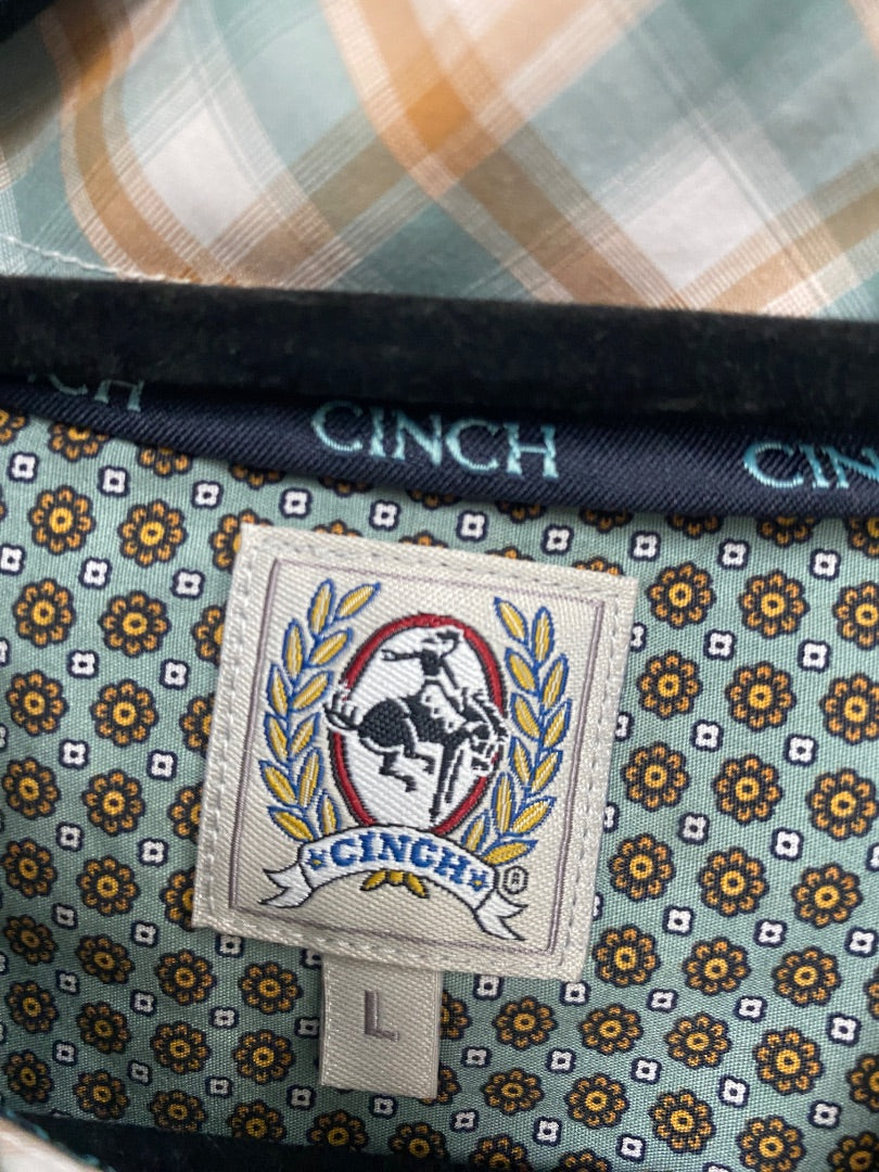 USED (NWT) Cinch Men’s Western Top Large Teal/Orange Floral