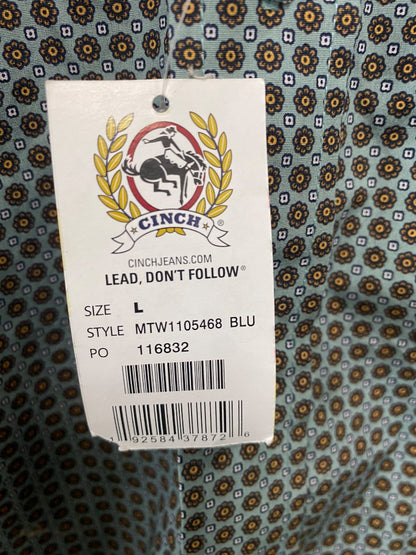 USED (NWT) Cinch Men’s Western Top Large Teal/Orange Floral