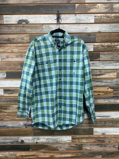 USED Roper Mens Western Tops Medium Tall Green/Blue Plaid