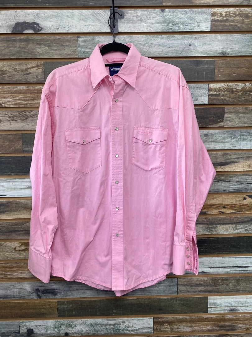 USED Wrangler Ladies Western Long Sleeve Shirt S/CH Pink