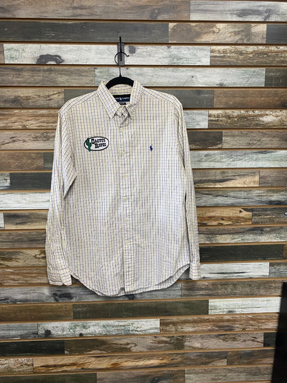 USED Cactus Ralph Lauren Men’s Western Top Long Sleeve 34/35 Navy/White/Pink/Lime