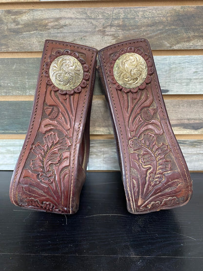 USED Golden Horseshoe Equestrian 3" Western Stirrups 3" Dark OIl