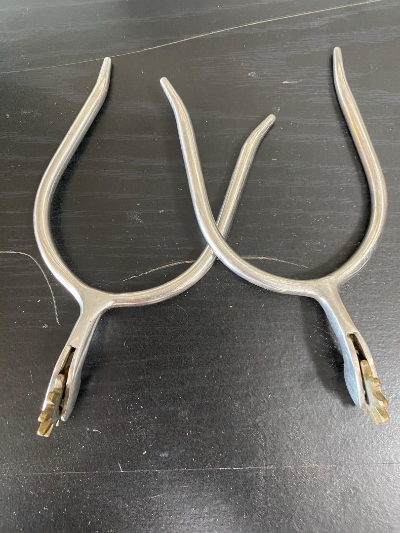 USED Golden Horseshoe Equestrian Slip On Ladies Western Spurs  Metal