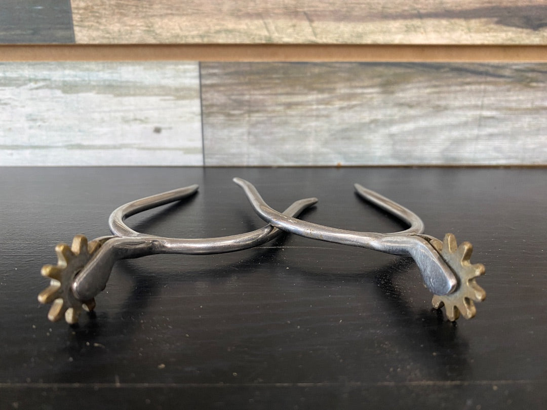 USED Golden Horseshoe Equestrian Slip On Ladies Western Spurs  Metal