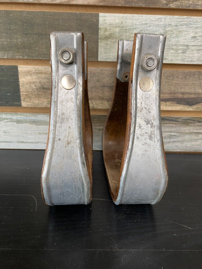 USED Golden Horseshoe Equestrian 1 3/4" Western Stirrups 1 3/4" Metal/Wood