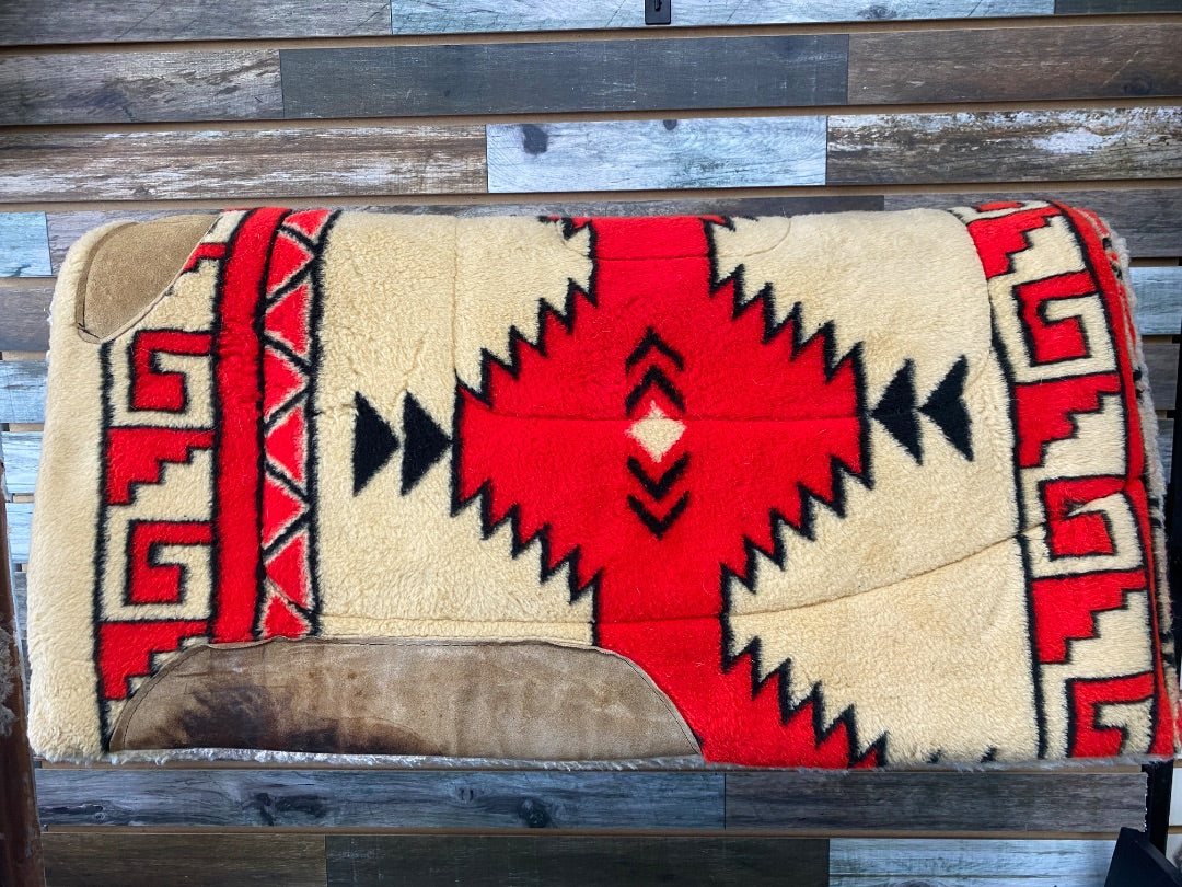 USED Golden Horseshoe Equestrian Wool Felt Pad 30x31 Red/Tan/Black