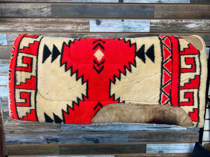 USED Golden Horseshoe Equestrian Wool Felt Pad 30x31 Red/Tan/Black