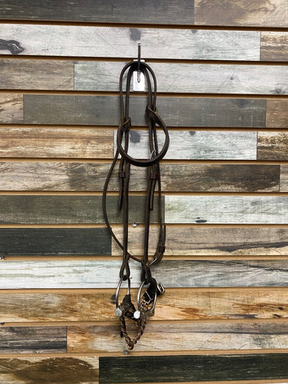 USED  Browband Headstall with Twisted Wire Western Dee Snaffle Horse Dark Oil