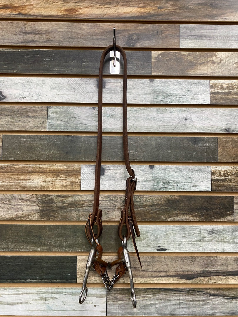 USED Weaver Split Ear Headstall with Tom Thumb Bit Horse Medium Oil