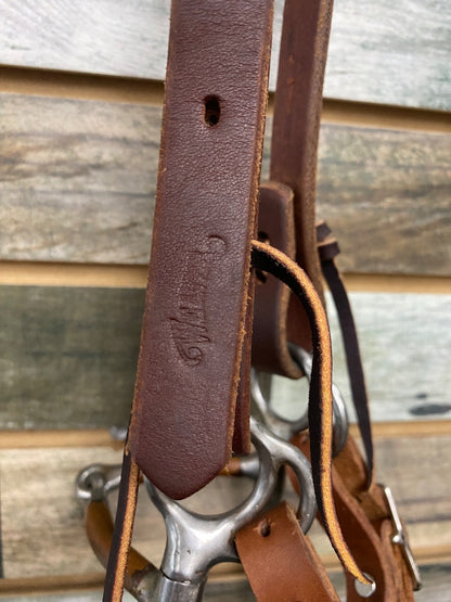 USED Weaver Split Ear Headstall with Tom Thumb Bit Horse Medium Oil