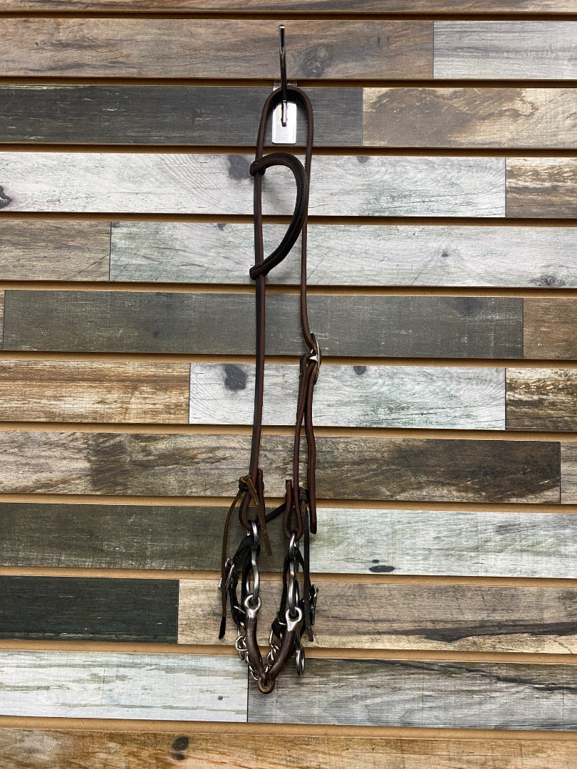USED Dreamfield Tack One Ear Headstall with Junior Cowhorse Bit and Curb Chain Horse Dark Oil