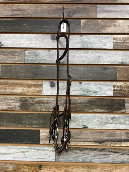USED Dreamfield Tack One Ear Headstall with Junior Cowhorse Bit and Curb Chain Horse Dark Oil