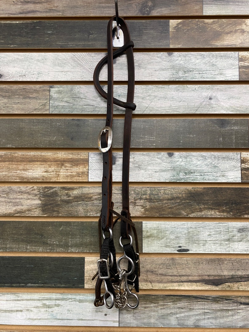 USED Dreamfield Tack One Ear Headstall with Junior Cowhorse Bit and Curb Chain Horse Dark Oil