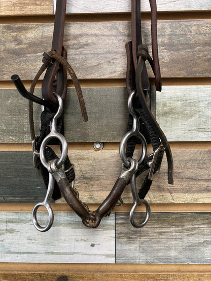 USED Dreamfield Tack One Ear Headstall with Junior Cowhorse Bit and Curb Chain Horse Dark Oil