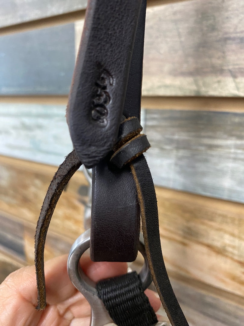 USED Dreamfield Tack One Ear Headstall with Classic Equine Performance Straight Shank Bit with Short Correction Nylon Curb Chain Horse Dark Oil