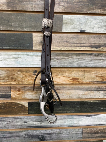USED Dreamfield Tack One Ear Headstall with Classic Equine Performance Straight Shank Bit with Short Correction Nylon Curb Chain Horse Dark Oil