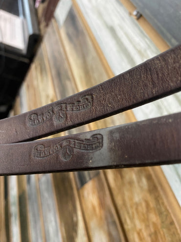 USED  Circle Y Split Reins Chicago Screw Ends  Dark Oil