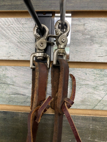 USED  Western Split Reins with Scissor Snaps  Dark Oil