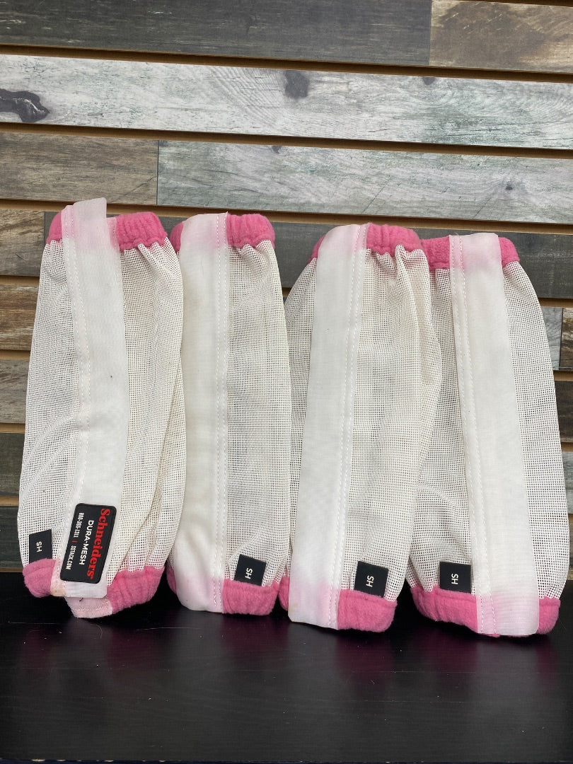 USED Schnieders Fly Boots set of 4 Small Horse White/Pink