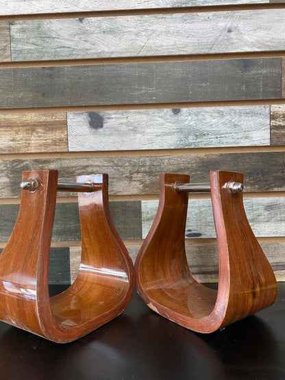 USED Wooden Adult Western Stirrups (Glossed)