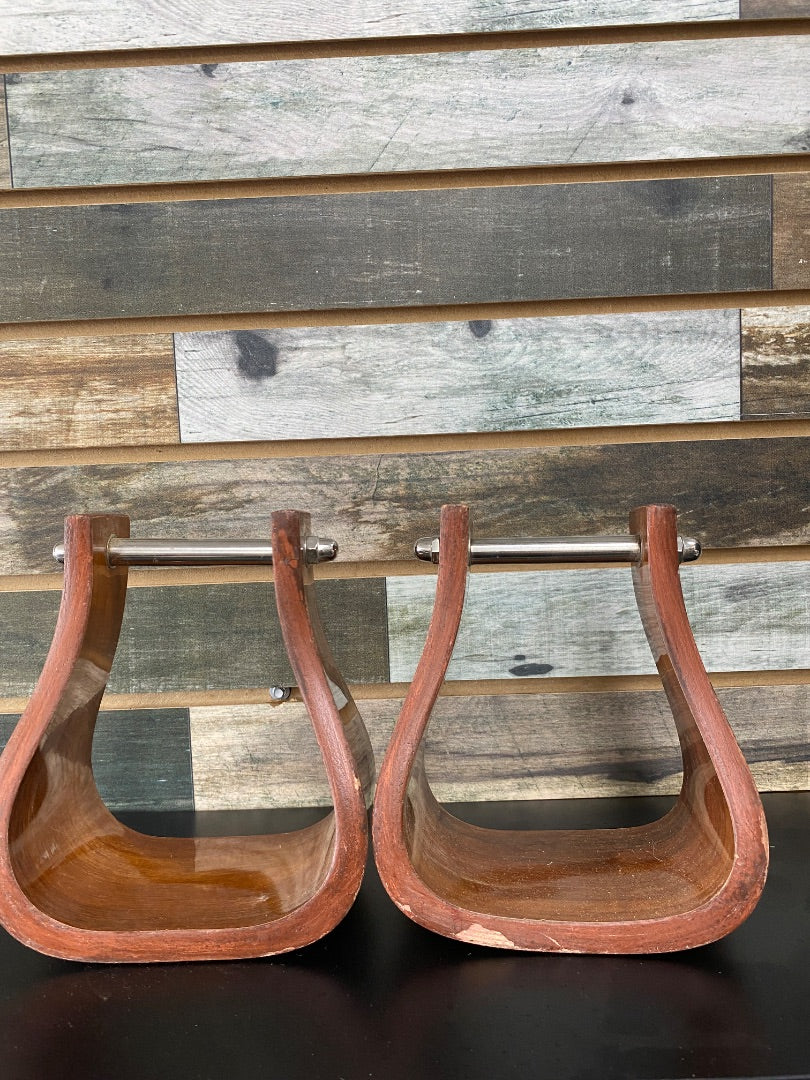 USED Wooden Adult Western Stirrups (Glossed)