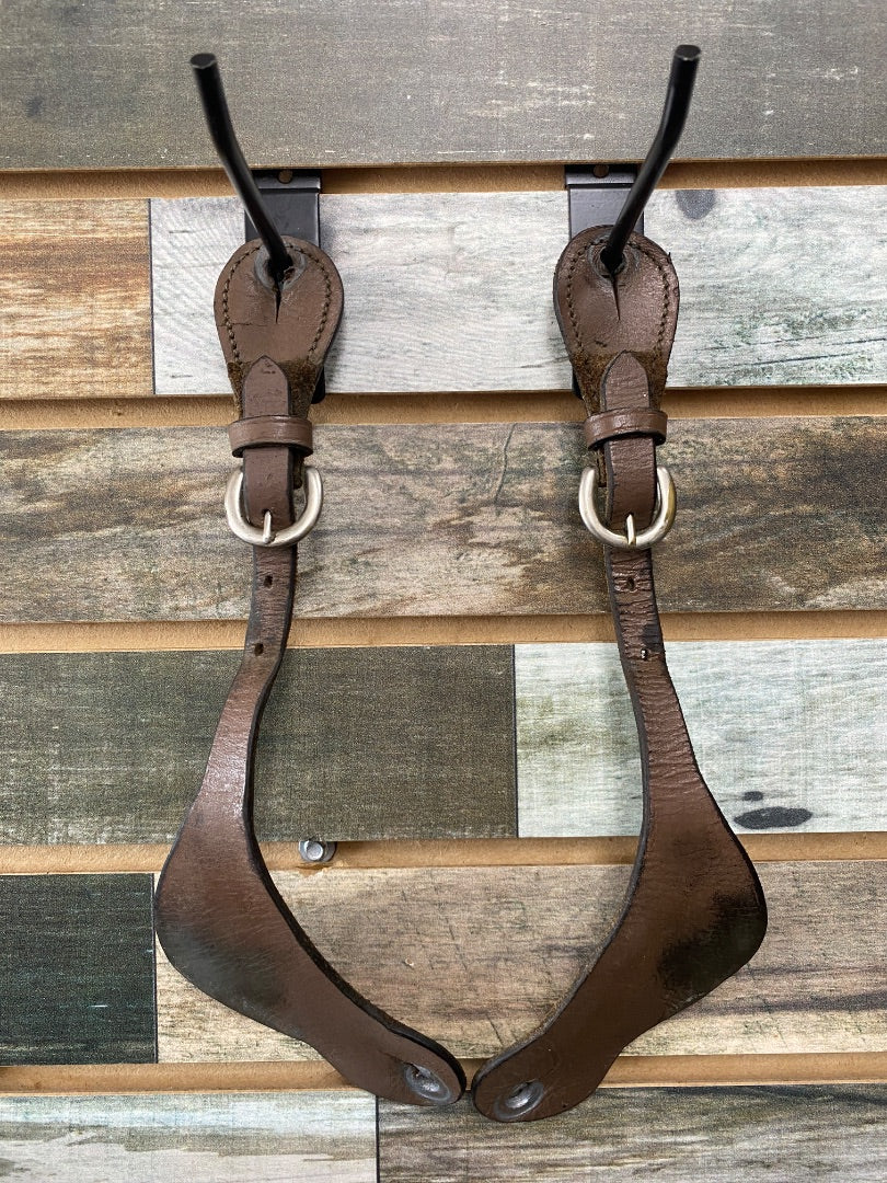 USED Plain Dark Oil Leather Western Spur Straps | Adult