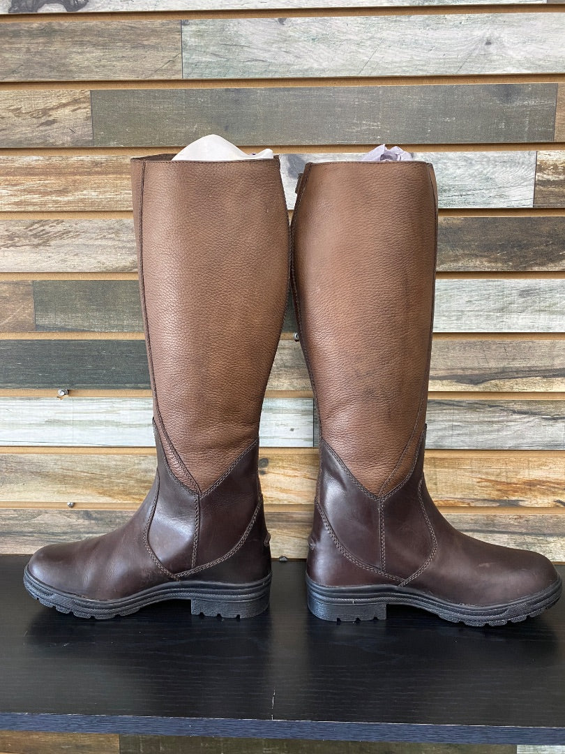 USED Ovation Ladies Brown Tall Leather English Boots 10 Brown