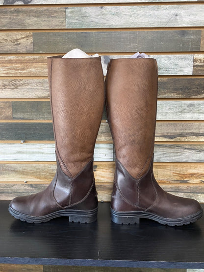 USED Ovation Ladies Brown Tall Leather English Boots 10 Brown