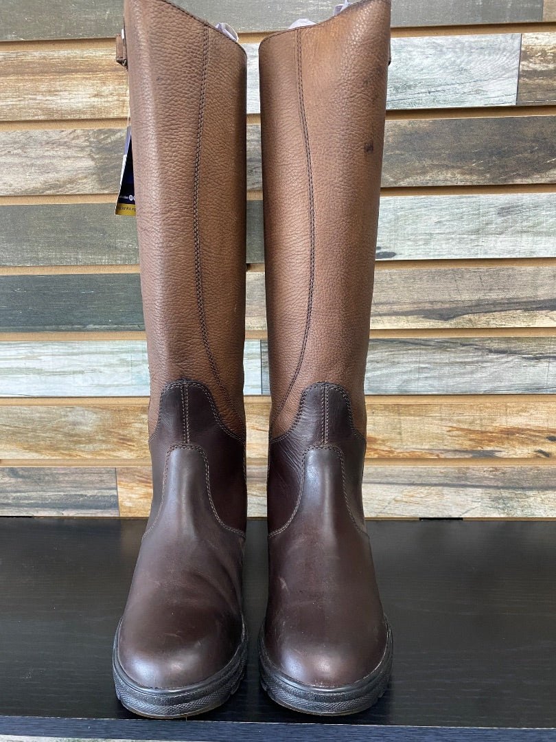 USED Ovation Ladies Brown Tall Leather English Boots 10 Brown