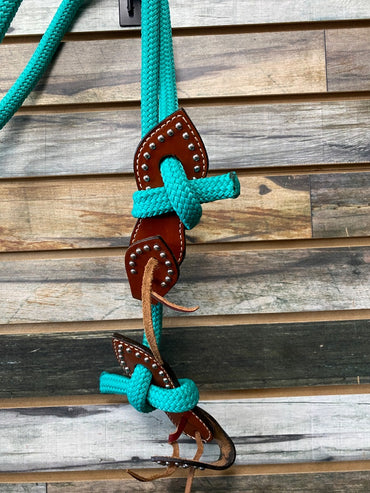 USED  Nylon Rope, Teal with Leather Water Loops  Teal