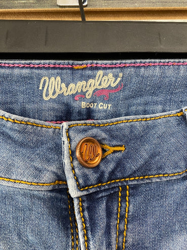 USED Wrangler Wangler Boot Cut 11/12 x 34 Light Wash
