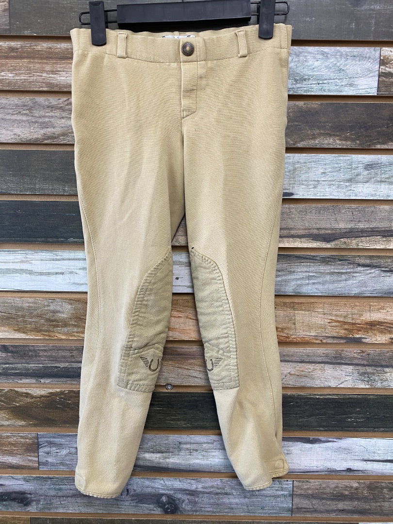 USED Tuffrider Youth English Knee Patch Breeches Youth 12 Tan