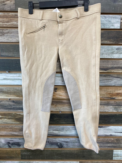 USED Kerrits Ladies English Riding Tights  Knee Patch Youth XL Tan