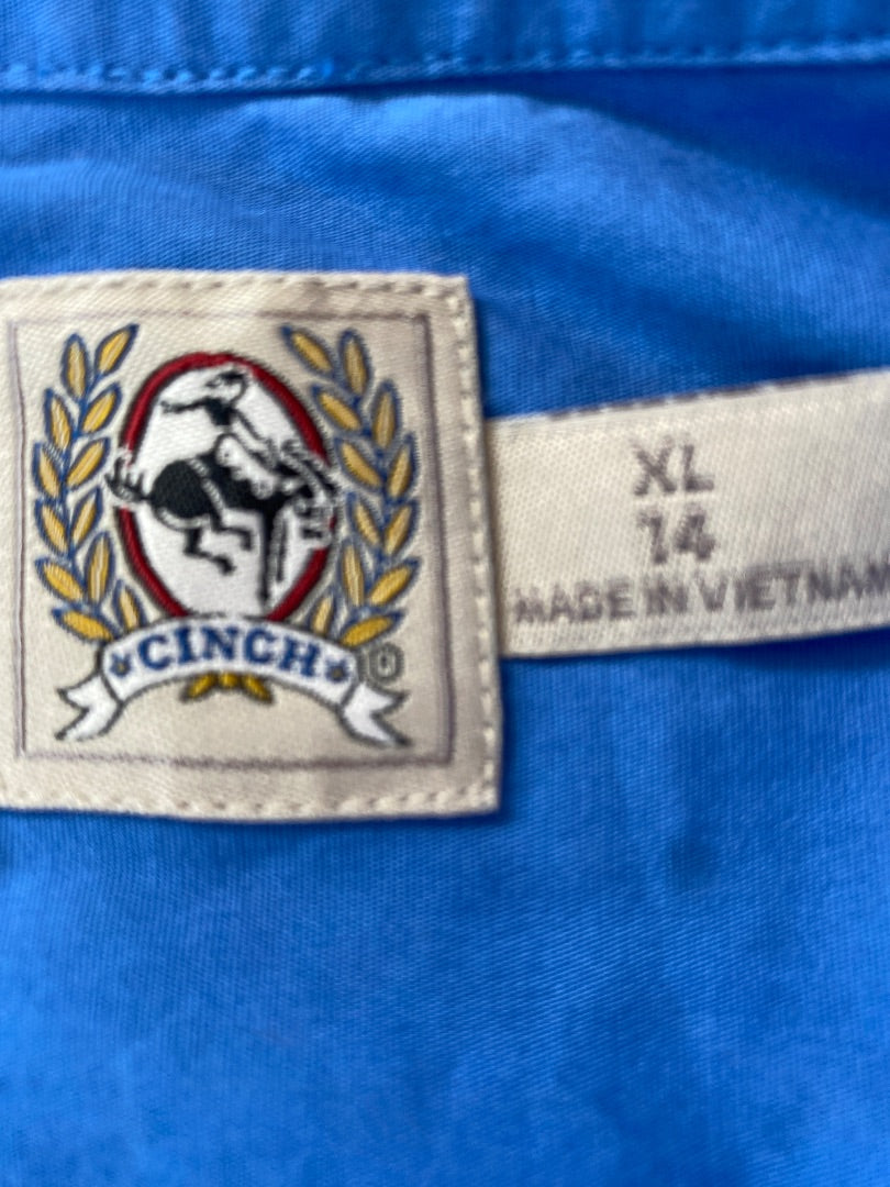 USED Cinch Youth Western Tops XL Light Blue