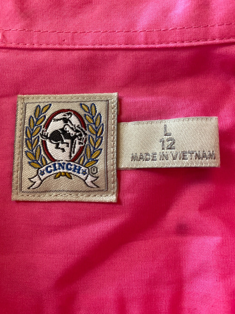 USED Cinch Youth Western Tops 12 (Large) Pink