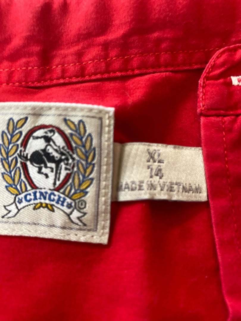 USED Cinch Youth Western Tops XL (14) Red