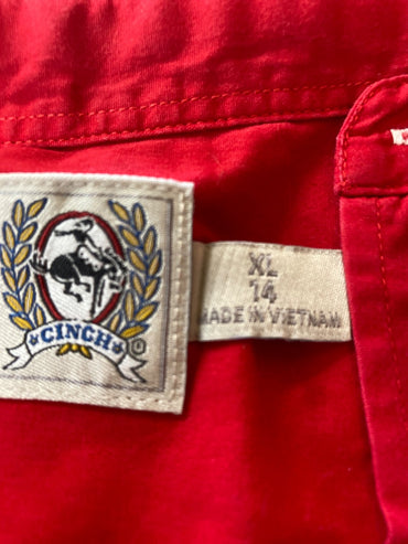 USED Cinch Youth Western Tops XL (14) Red