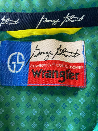 USED Wrangler Youth Western Tops L/XL Green with Blue Detailing