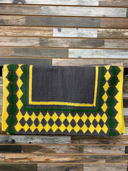 USED Grey/Yellow/Green Patterned Western Saddle Blanket