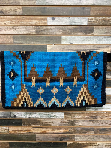 USED Turquoise | Black | Brown | Tan Patterned Western Saddle Blanket