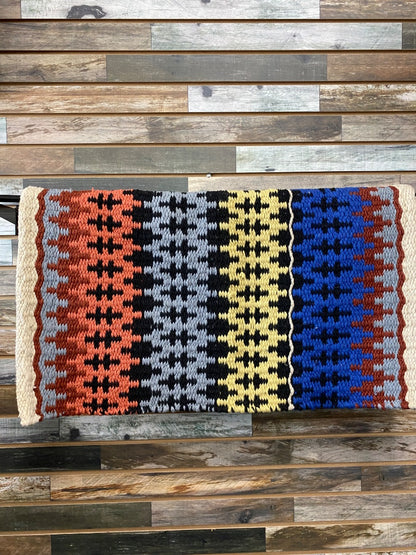 USED Warm Grey | Black | Brown | Grey | Salmon Patterned Western Saddle Blanket